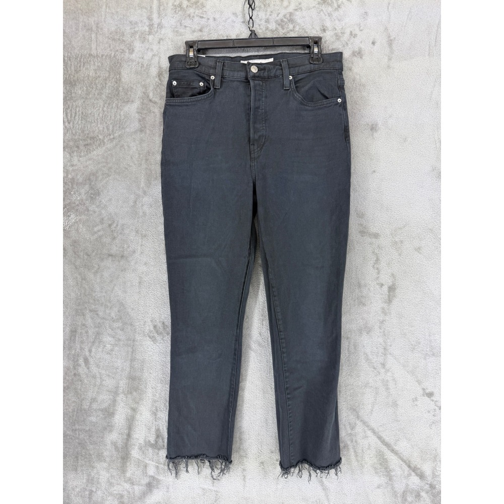 Frank & Eileen Cork‎ High Rise Straight Leg Jeans Worn Black Frayed Hem D601 30